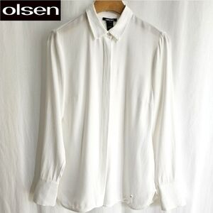🇩🇪 OLSEN White Long Sleeve Crepe Button Blouse